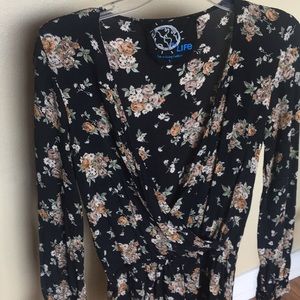 Floral print boho romper small black